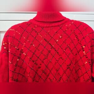 Vintage Westbound Red Sequin Turtleneck Sweater – Size Large